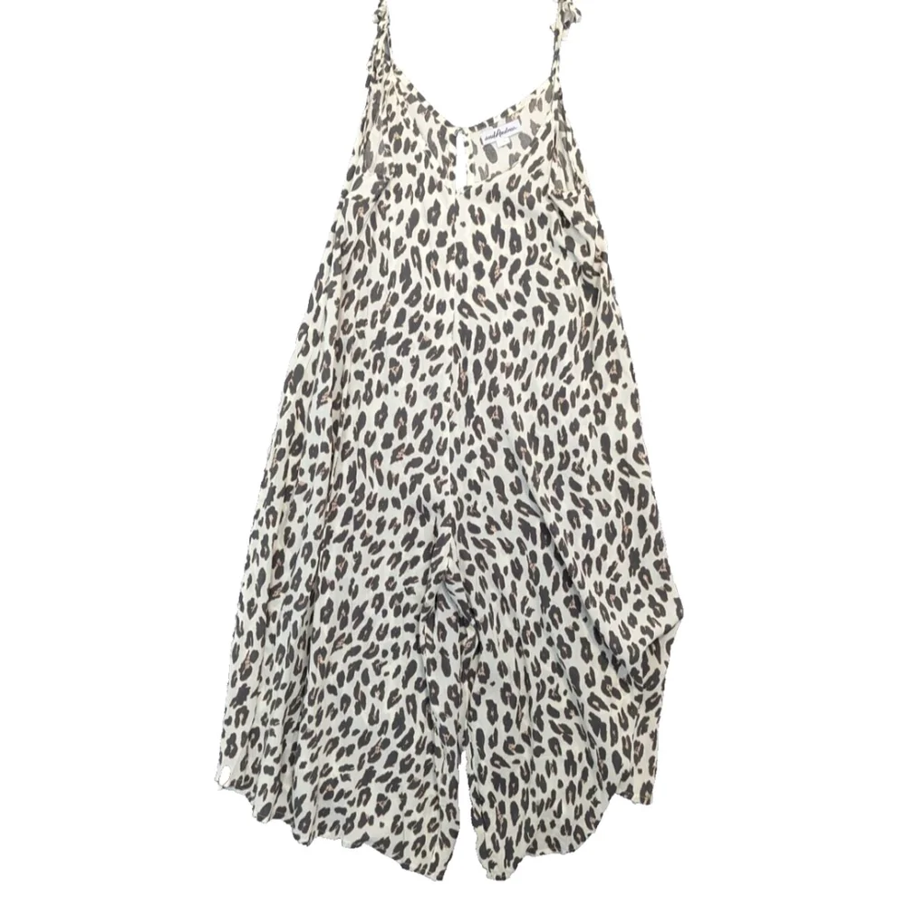 andAndrea Jumpsuit Womens Extra Large Tan‎ Leopard Print Wide Leg Lightweight